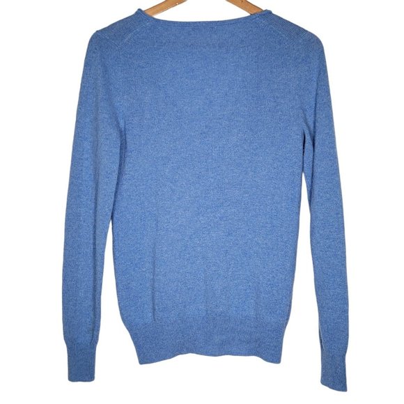 J. Crew Women's Small 100% Cashmere Blue Long Sleeve V-Neck Sweatshirt S - Picture 2 of 4